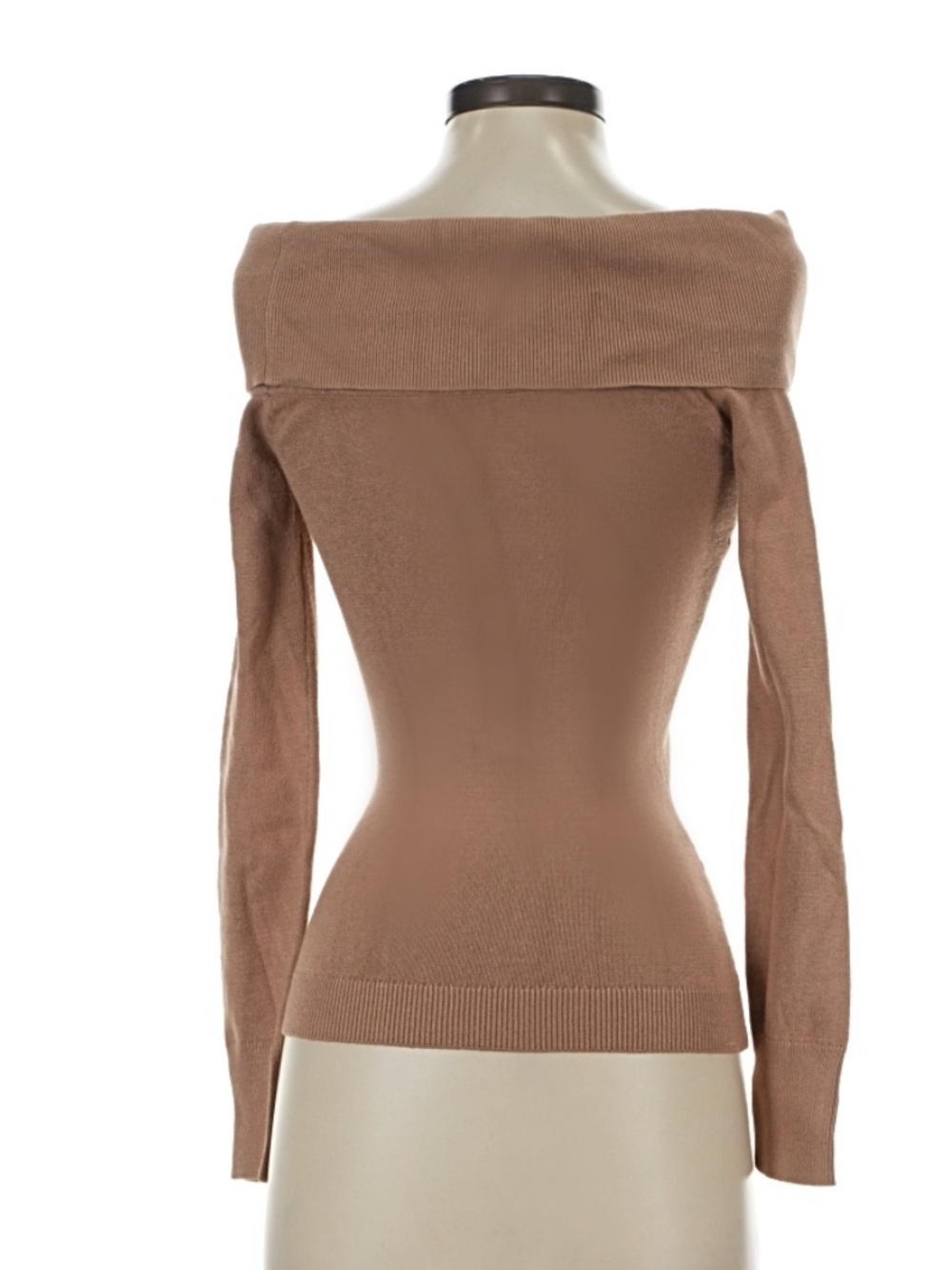BCBGMaxAzria Off-the-Shoulder Foldover Turtleneck Sweater - Taupe